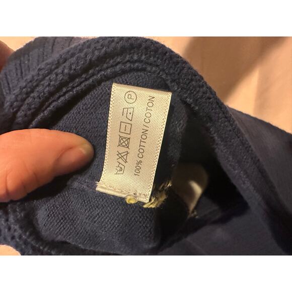 Lisa Todd Navy Arrow Instarsia Cotton Sweater Women’s Large preppy casual winter - Picture 3 of 7